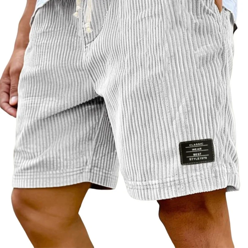 Men's Loose Vertical Striped Shorts Elastic Drawstring Waist Retro Daily Streetwear Casual Shorts with Pockets