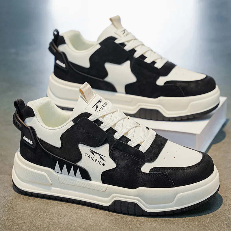 Men's shoes new breathable white shoes trendy and versatile thick soled sports shoes casual board shoes dad trendy shoes