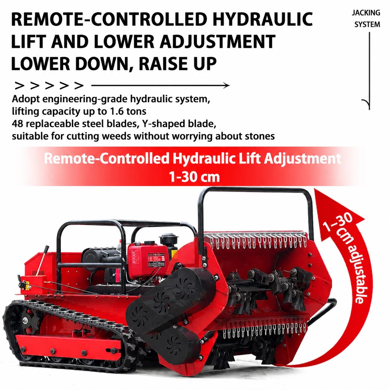 80cm Front Flail Blade Remote Control Lawn Mower 2000W  Engine Tracked Grass Cutter
