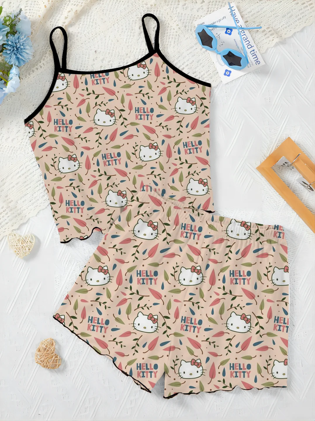 Lettuce Trim Top T-shirt Slip Dress Summer Outfit Hello Kitty Women's Suit Short Sets Disney Pajama Skirt Pieces Elegant Pants