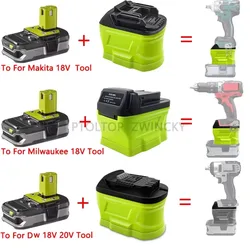Battery Adapter Converter For Ryobi 18V Battery Convert to For Dewalt/Makita/Milwaukee 18V 20V Li-ion Battery Power Tools Use
