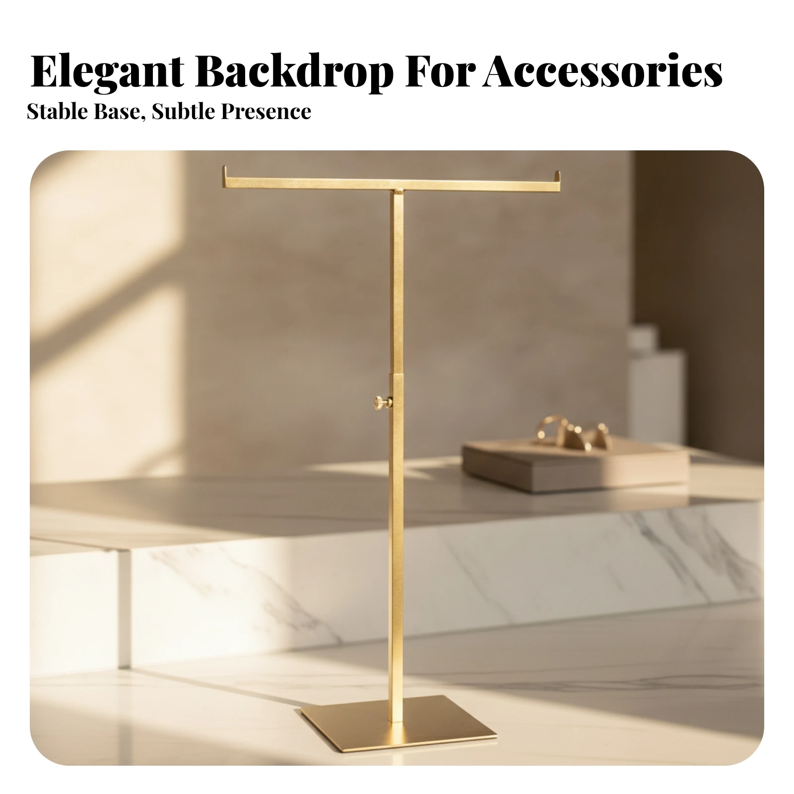 T-Shape Display Rack Display Rack Metal Scarf Stand Tie Display Stand Brushed Finish Tie Rack Space-Saving for Boutiques