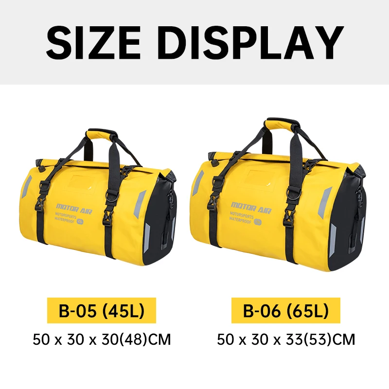 Motor-Air Yellow Motorcycle Bag 2026 New Riding Rear Seat Pack 45L/65L High-Capacity Multifunctional Waterproof Outdoor Gears