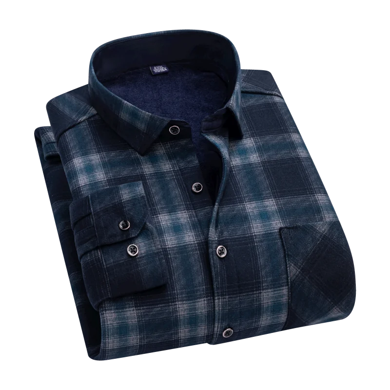 Men's double-sided fleece long-sleeved shirt - winter thickened, casual, fashionable, simple, comfortable, streetwear style
