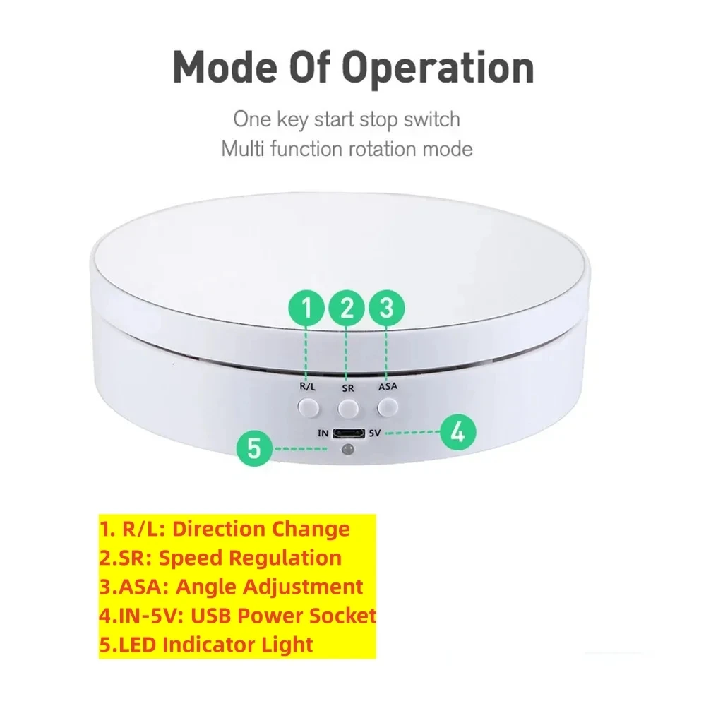 360 °   Soporte de exhibición giratorio eléctrico de rotación, mesa giratoria silenciosa, soporte de joyería, bandeja giratoria alimentada por