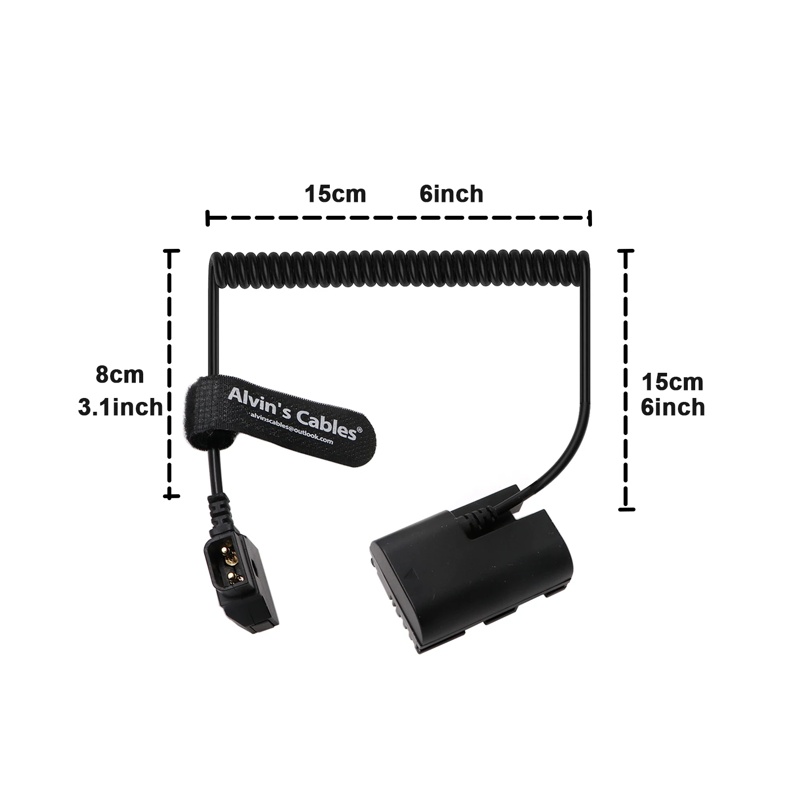 E6 Dummy Battery to D-Tap Coiled Cable for Canon-R5C