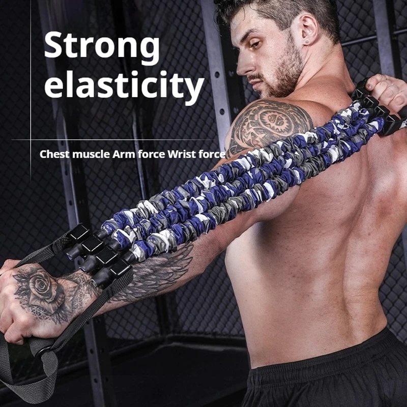 Three hole tensile strength device, fitness equipment, chest muscle training, stretching arm strength rope, elastic band