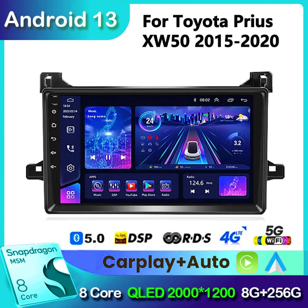 

Android для Toyota Prius XW50 2015-2020 радио автомобильный мультимедийный плеер GPS-навигация беспроводной Carplay DSP автомобильное аудио