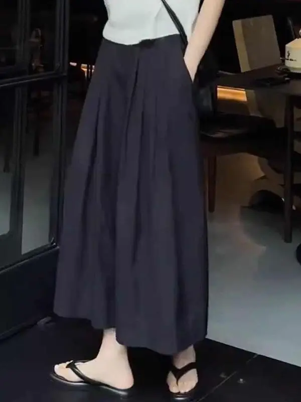 

Bla Wide Leg Pants Women's High Waist Drapey Loose Casual Slimming Skirt Pants Nine Points Spring Summer plus Size