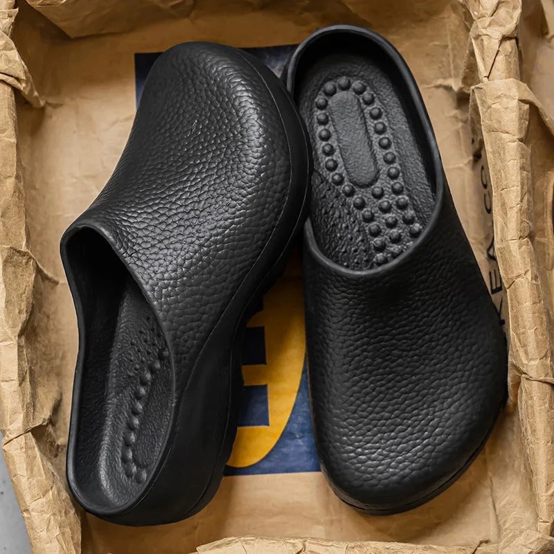 Waterproof Chef Shoes for Men Cheap Rubber Slippers Slides Half Shoes Closed Toe Clogs Garden Footwear Restaurant Working Beach