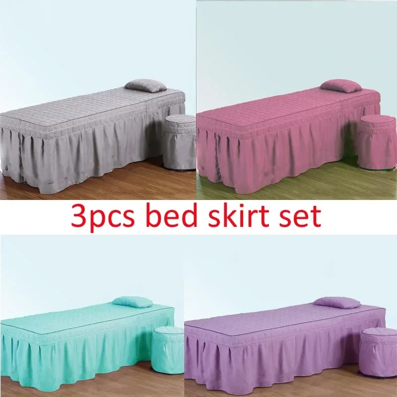 Beauty Salon Bed Sheet Set, Skin-Friendly Massage Sheet, Spa Bed, Full Cover with Pillowcase, Stool Cover, 3Pcs