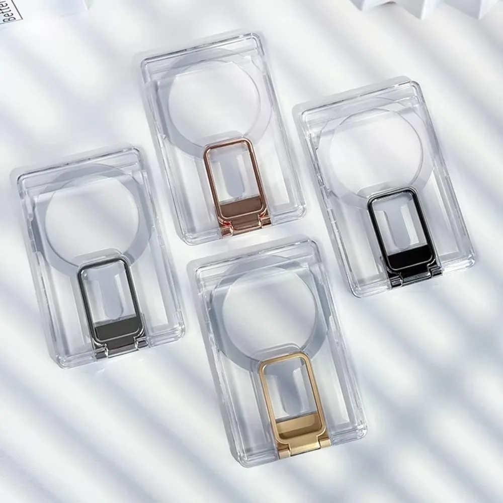 

Ultra Slim Transparent PC Magnetic Card Holder Multifunctional 2-Card Slot For iPhone Samsung Mobile Phone Novelty Gift