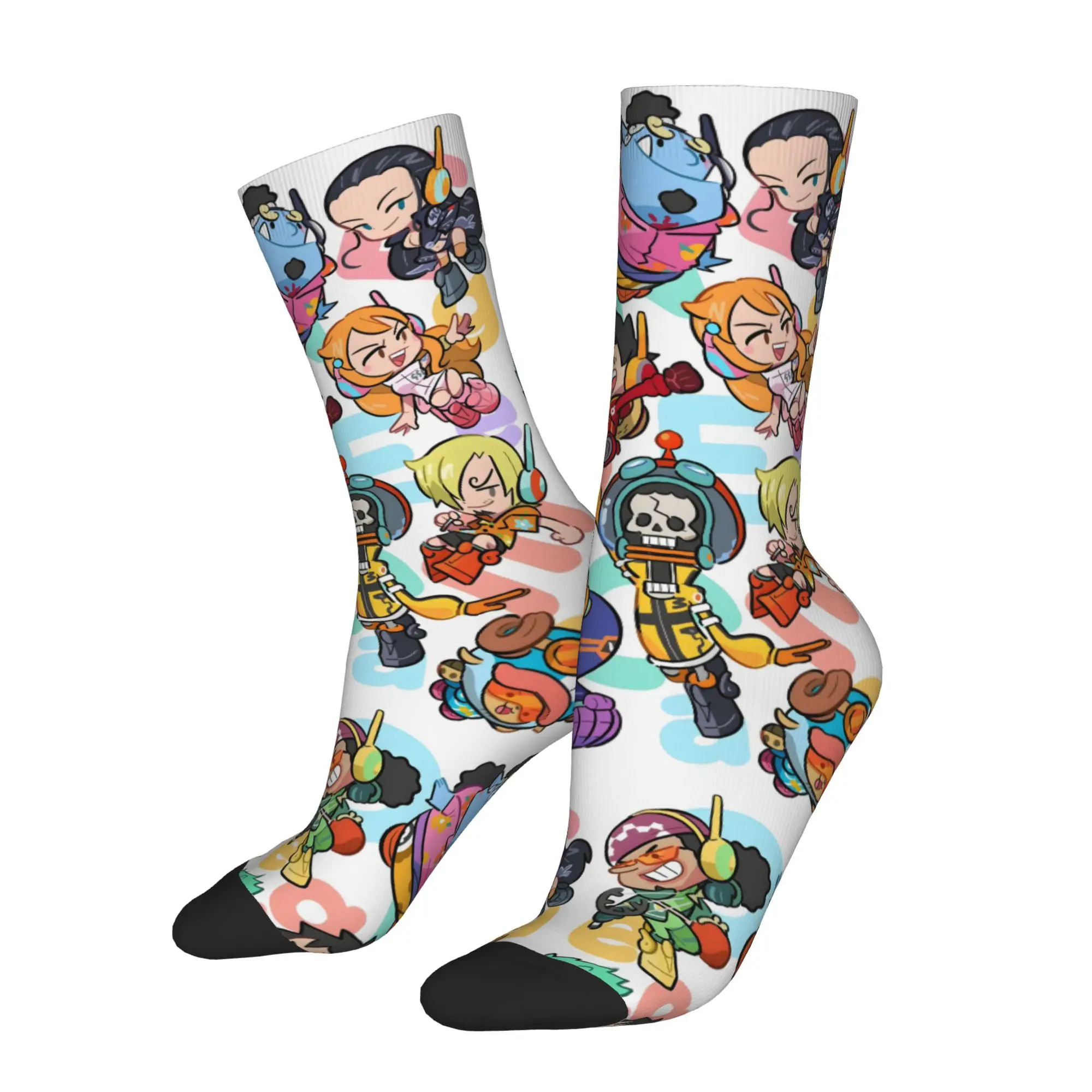 

1 Pair Funny Crazy Sock for Men ONE PIECE Hip Hop Vintage Happy Seamless Pattern Printed Sock Casual Gift