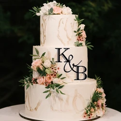 Customized Wedding Initials Cake Charm, Monogram Cake Topper, Elegant Double Initial Cake Decoration, Anniversary Party Cake Dec