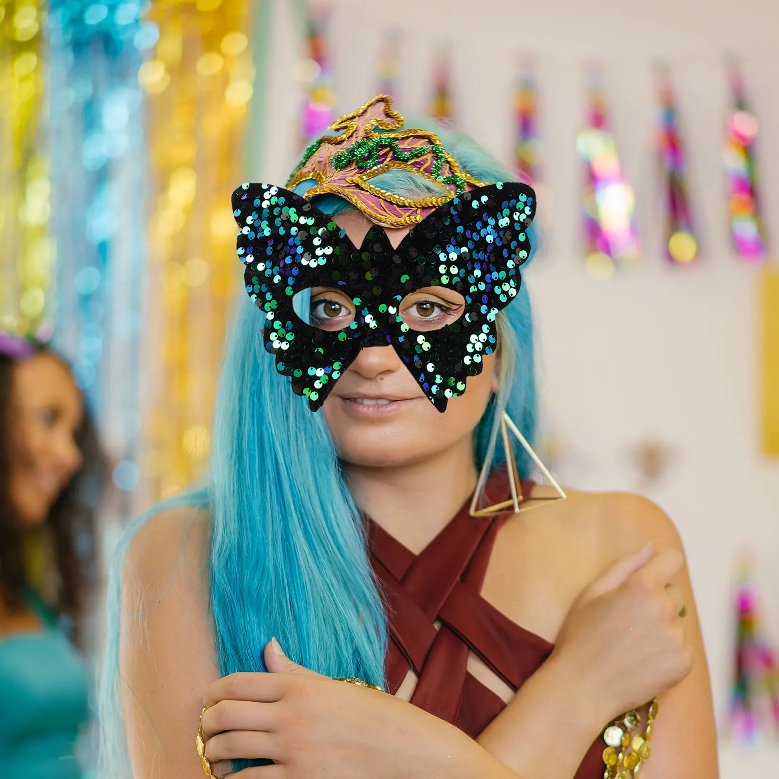 

s Masquerade Mask Sequins Party Prop Lady Mask Butterfly Masks for Women Elegant Embellishments Comfortable Fit