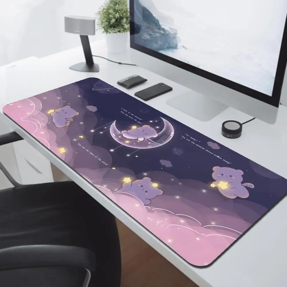 Little bear starry sky Cute Mouse Pad Oversized XXL National Tide Game Desk Pad Computer Pad Keyboard Pad Desk Anime Mousepad