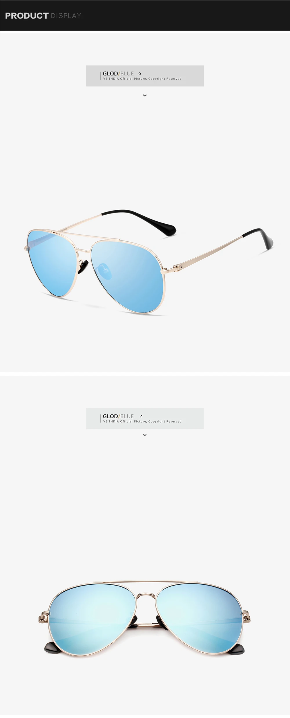 Veithdia Männer Sonnenbrille Vintage polarisierte uv400 klassische Marke Frauen Sonnenbrille Beschichtung Linse Fahr brille für Männer v8259 – Detail 7