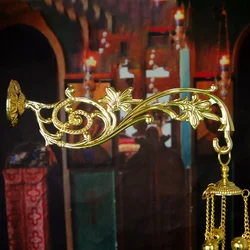 HTISOK Orthodox Incense Burner and Wall Hook Set, Zinc-Gold-Plated, Church Decoration, Air Purification, Religious Gift