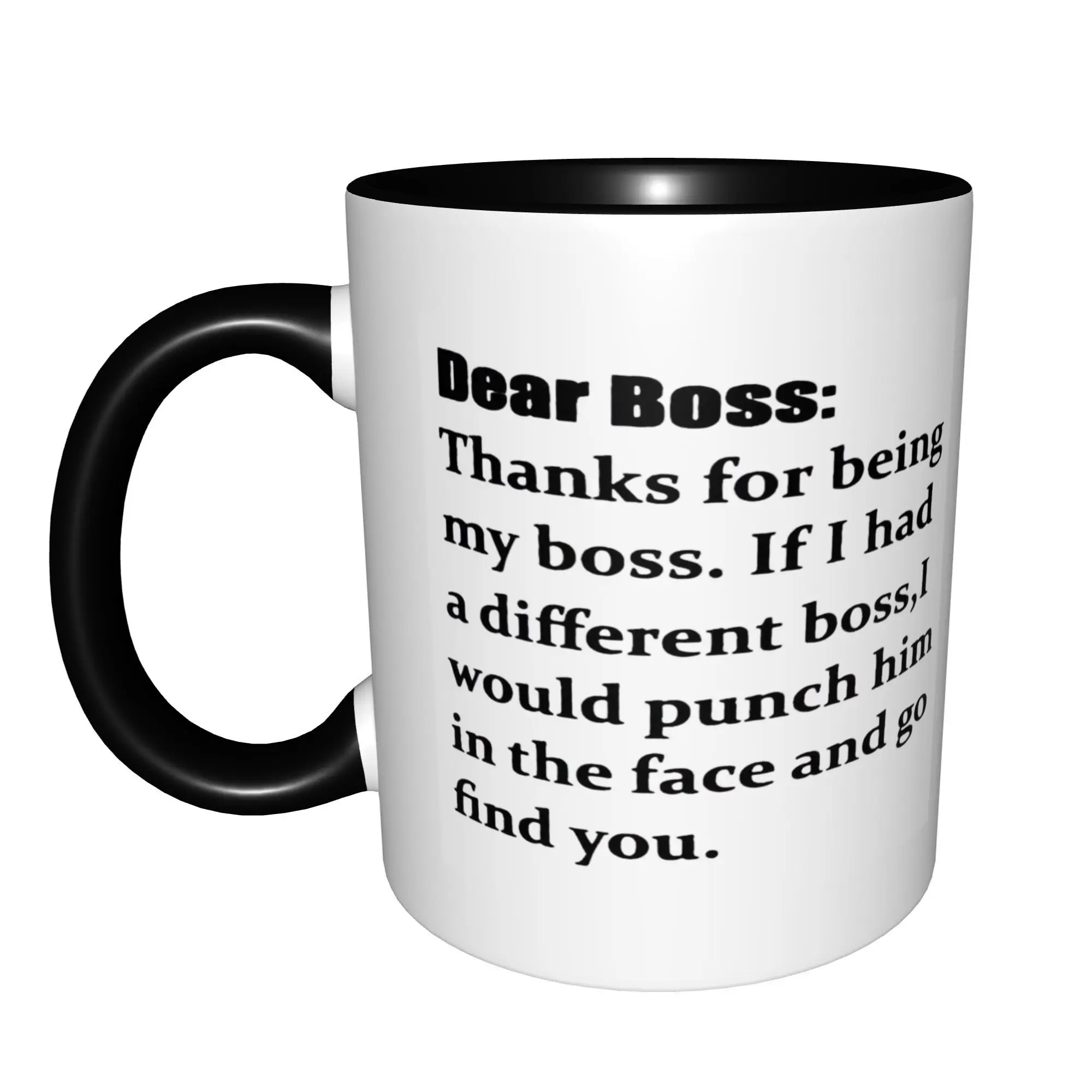 Dear Boss, Thanks for Being My Boss Mugs With Black Handle Birthday Coffee Mugs Ceramic Tea Cups 11oz