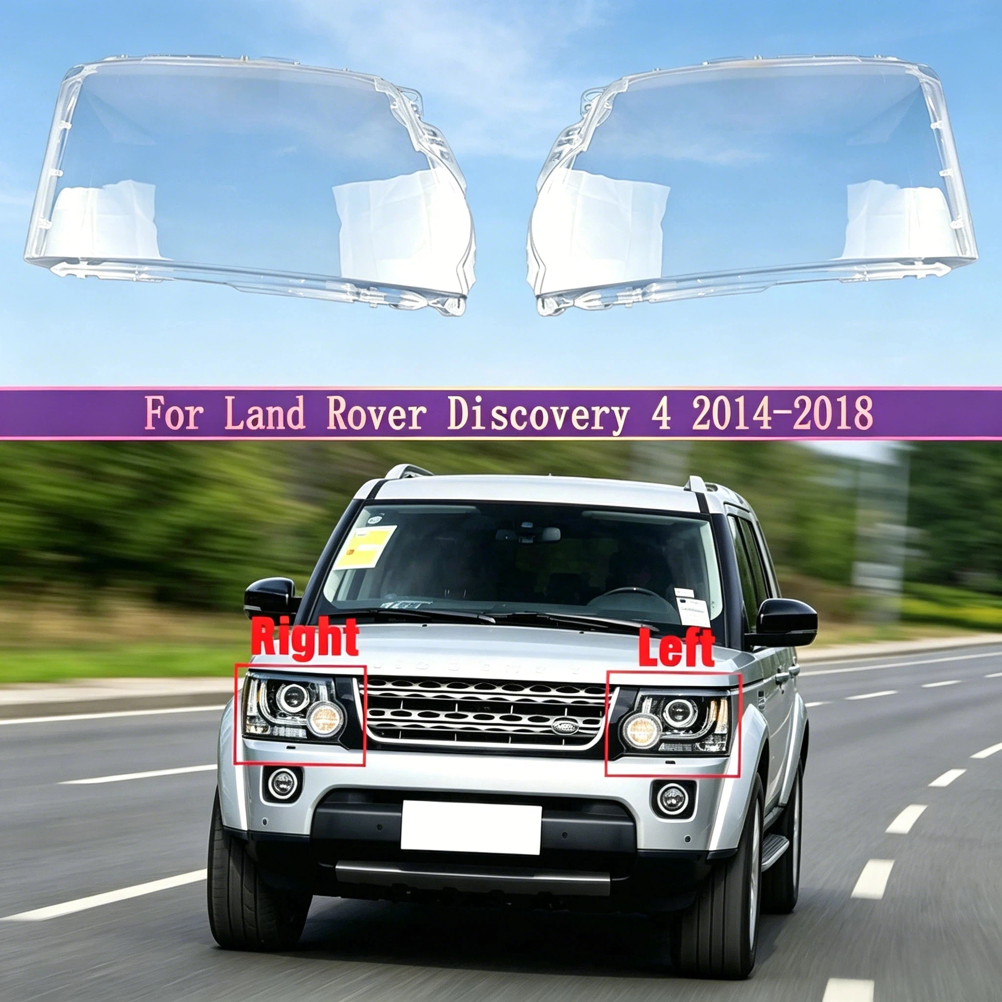 

For Land Rover Discovery 4 2014 2015 2016 2017 2018 Car Front Headlight Cover Lampshade Lampcover Head Lamp light Covers Shell