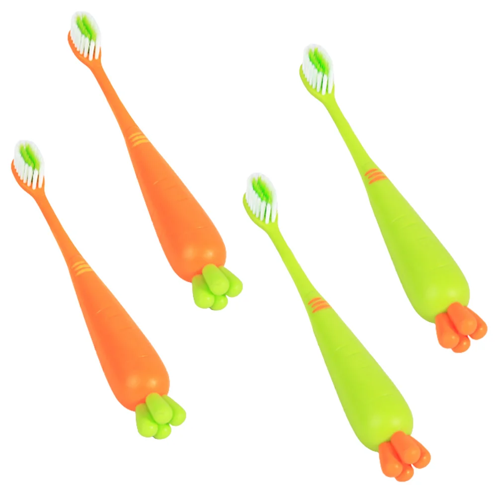 

4 Pcs Carrot Toothbrush Children Soft Bristle Toothbrushes Lovely Kids Extra Daily Use