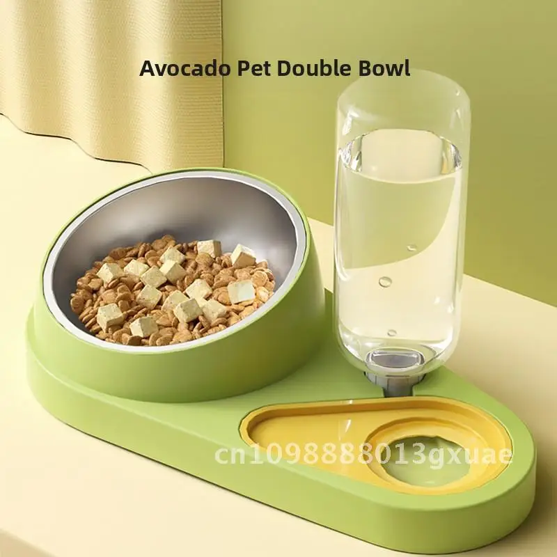 

Double Bowl Stainless Steel Pet Feeder with Neck Protection Slant Design for Cats And Dogs Food And Water Integrated Basin