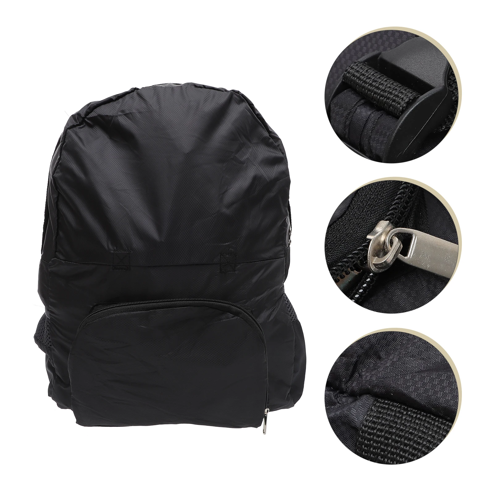 

Foldable Backpack Waterproof Sports Bag Large Capacity Portable Polyester Travel Accessories Black Student Backpack For Airplane