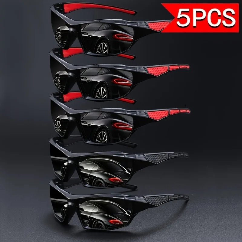 5PCS YK2 Style Unisex Fashionable Surround Sports Glasses Suitable for Cycling Wear