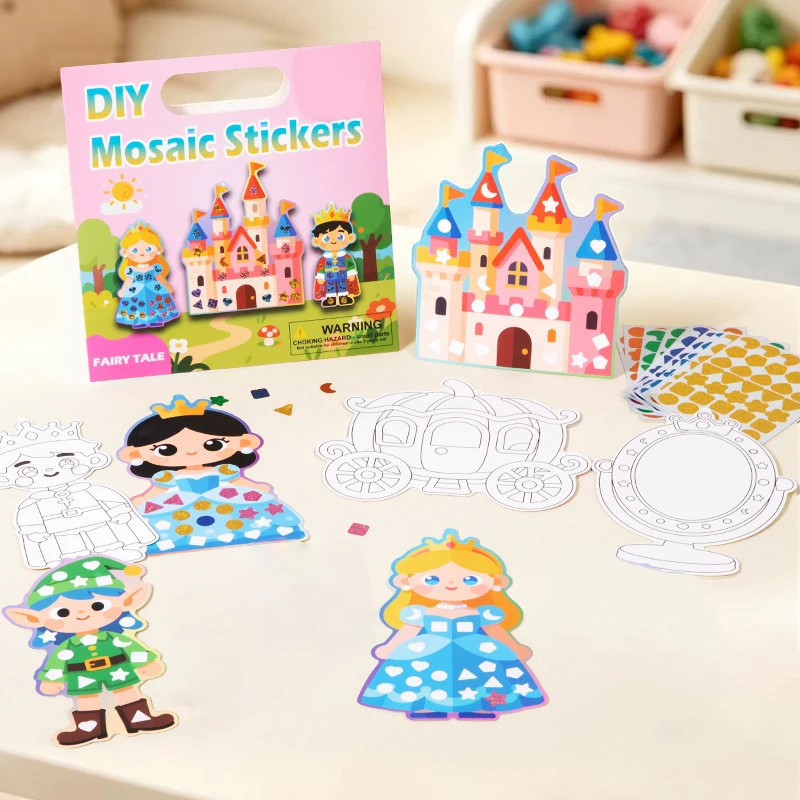 Princess Animal Traffic DIY Mosaic Stickers Mirror DIY Craft For Kids Sticker Paintable Graffiti Educational Toys