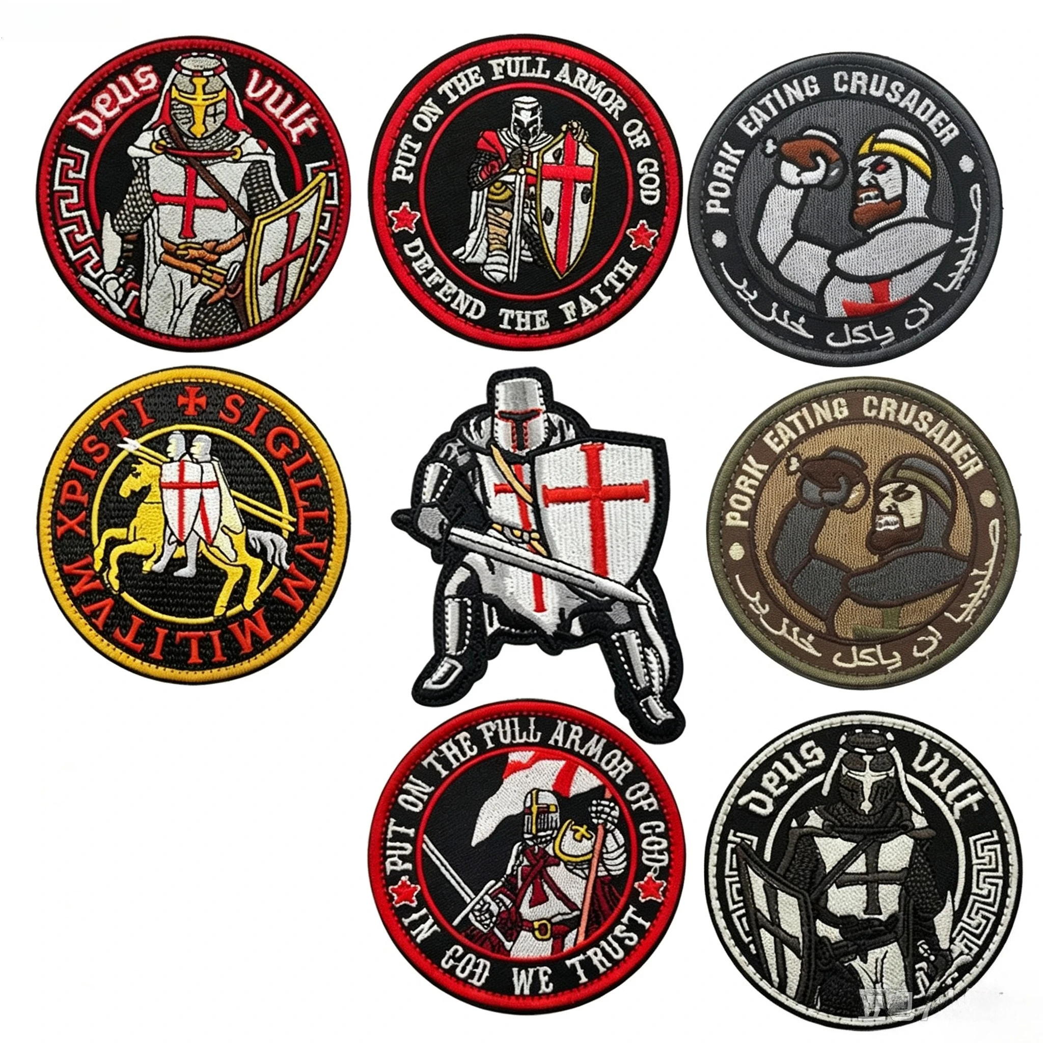 Medieval Knight Embroidered Hook Loop Patch, Decorative Cloth Badge for Garment Bag Accessories