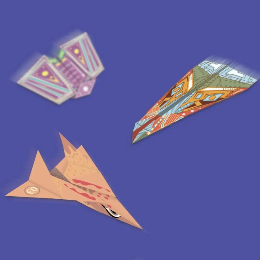 

Paper Handmade Colored Paper Set Montessori Folding Airplane Origami Set Art Learning Cartoon Versatile Paper Aircraft Toy