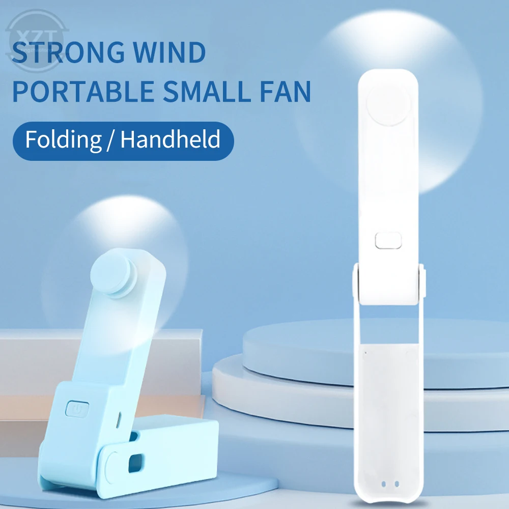 Creative Portable USB Handheld Foldable Small Fan With TPE Soft Rubber Leaf Outside Mute Mini Fan 290° Adjustable