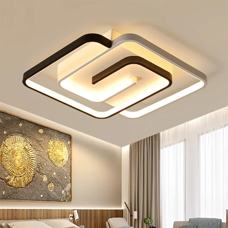 

Bendabedroom Led Chandelier Light Black White Square Modern Ceiling Lamp Attic Living Room Dining Kitchen Interior Fixture