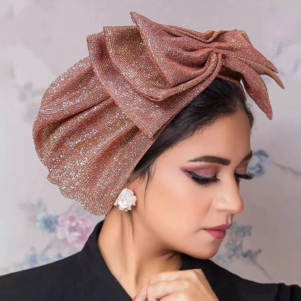 Chapeau Hijab à Nministériels d Papillon pour Femme Musulmane, Turban à Paillettes Scintillantes, Bonnet, Casquette de Chimio, Perte de Cheveux, Écharpe Round Sauna