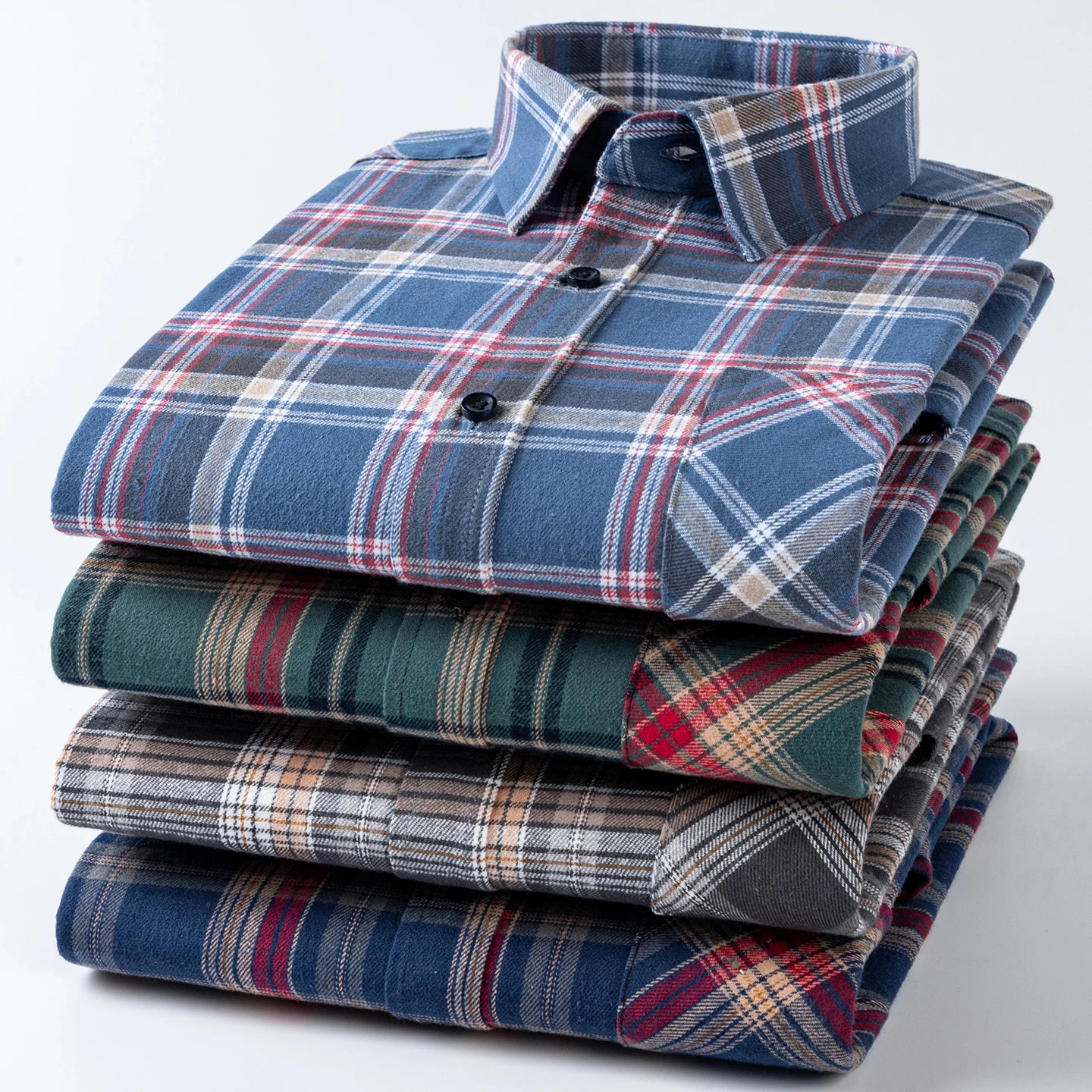 

Plus size 6xl 100%cotton brushed long sleeve shirts for men casual plain tops soft plaid vintage elegant designer clothes