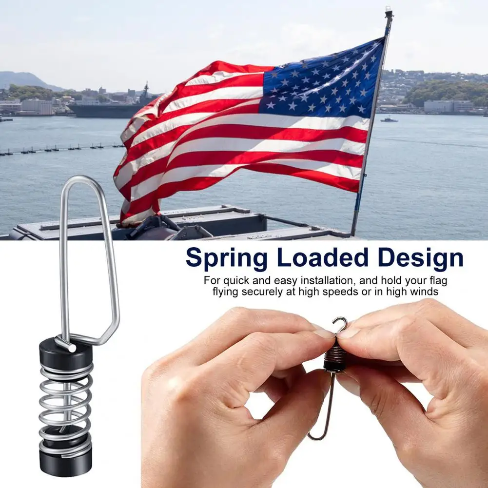 Reliable Flag Securing Solution Flag Clip for High Speeds Stainless Steel Flag Clips for Boat Halyards Outrigger Lines for Stern