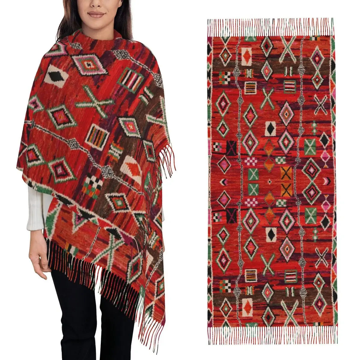 

Традиционный марокканский берберский ковер, дизайн, шарф, шарфы с кисточками, женские мягкие теплые шали и накидки, длинная осенне-зимняя шаль