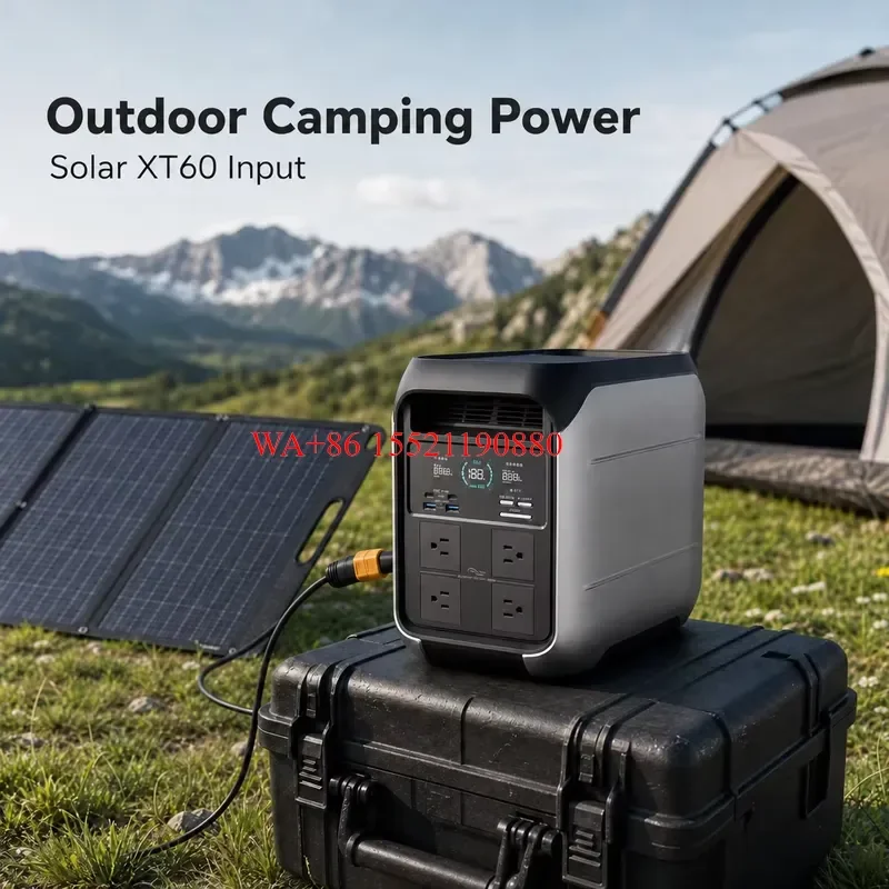WMWMNU for Camping Fishing 1800W 1024Wh Portable Power Station with 600W Solar Panel Fast Charging Reusable Solar Generator