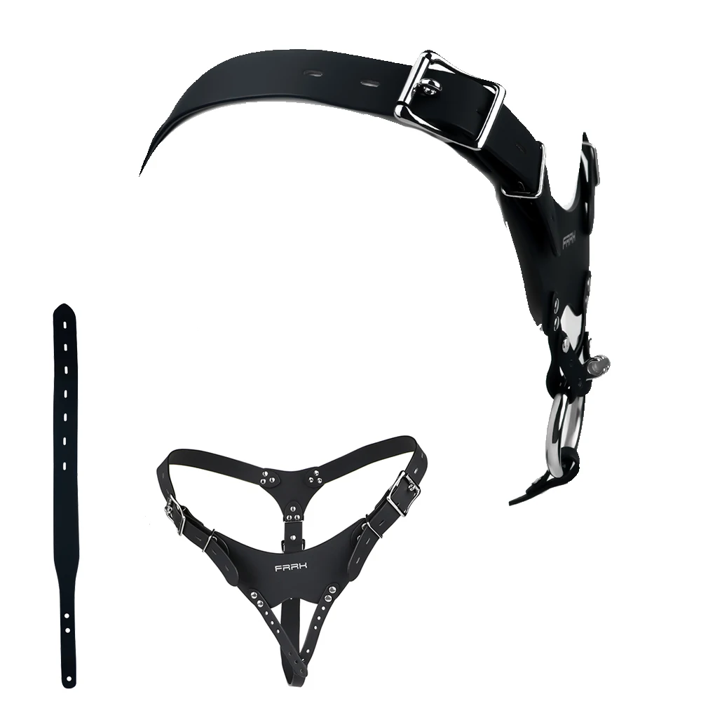 SXM PU Leather Chastity Cage Band For Metal Cock Cage Belts Underwear Adjustable Belts Male Penis Cage Assisted Sex Toys For Men