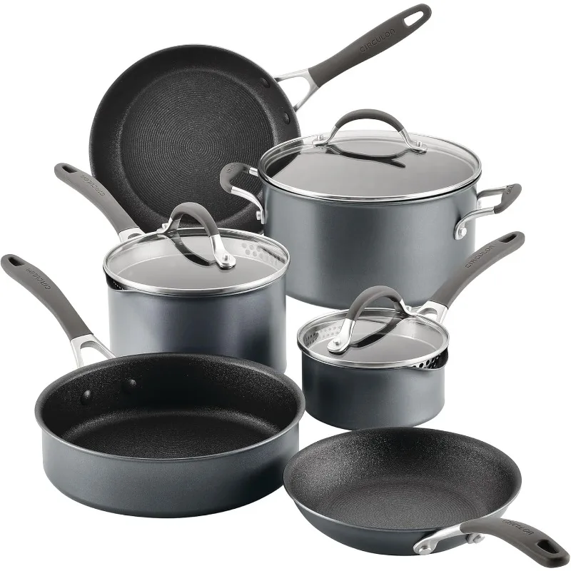 A1 Series with ScratchDefense Technology Nonstick Induction Cookware/Pots and Pans Set, 9 Piece, Graphite