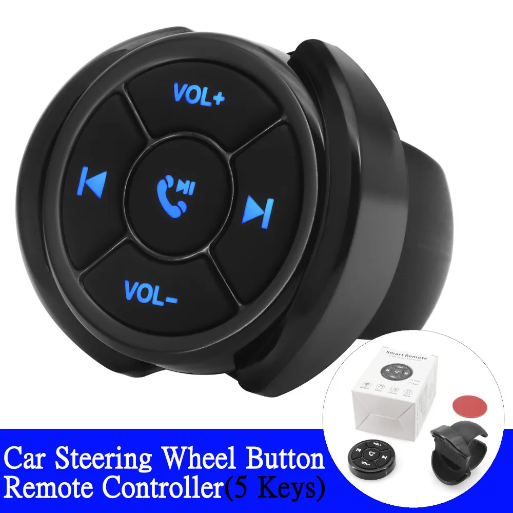 5 Keys Wireless Media Button Remote Controller Car Motorcycle Bike Steering Wheel Music Player for Android IOS Phone K0182