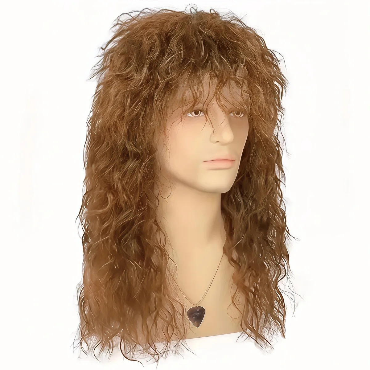 Classic Rock Brown Tone Afro Curly Synthetic Wig, Special for Band-themed Parties, Cosplay and Stage Performances
