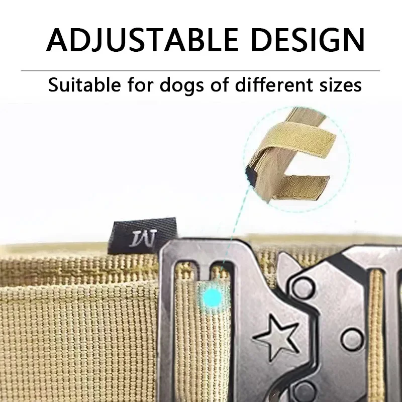 Adjustable Tactical Dogs Collar Traction Rope Military Pets Collars German Shepherd Training Medium Large Dog Pet Accessories_voghion.com