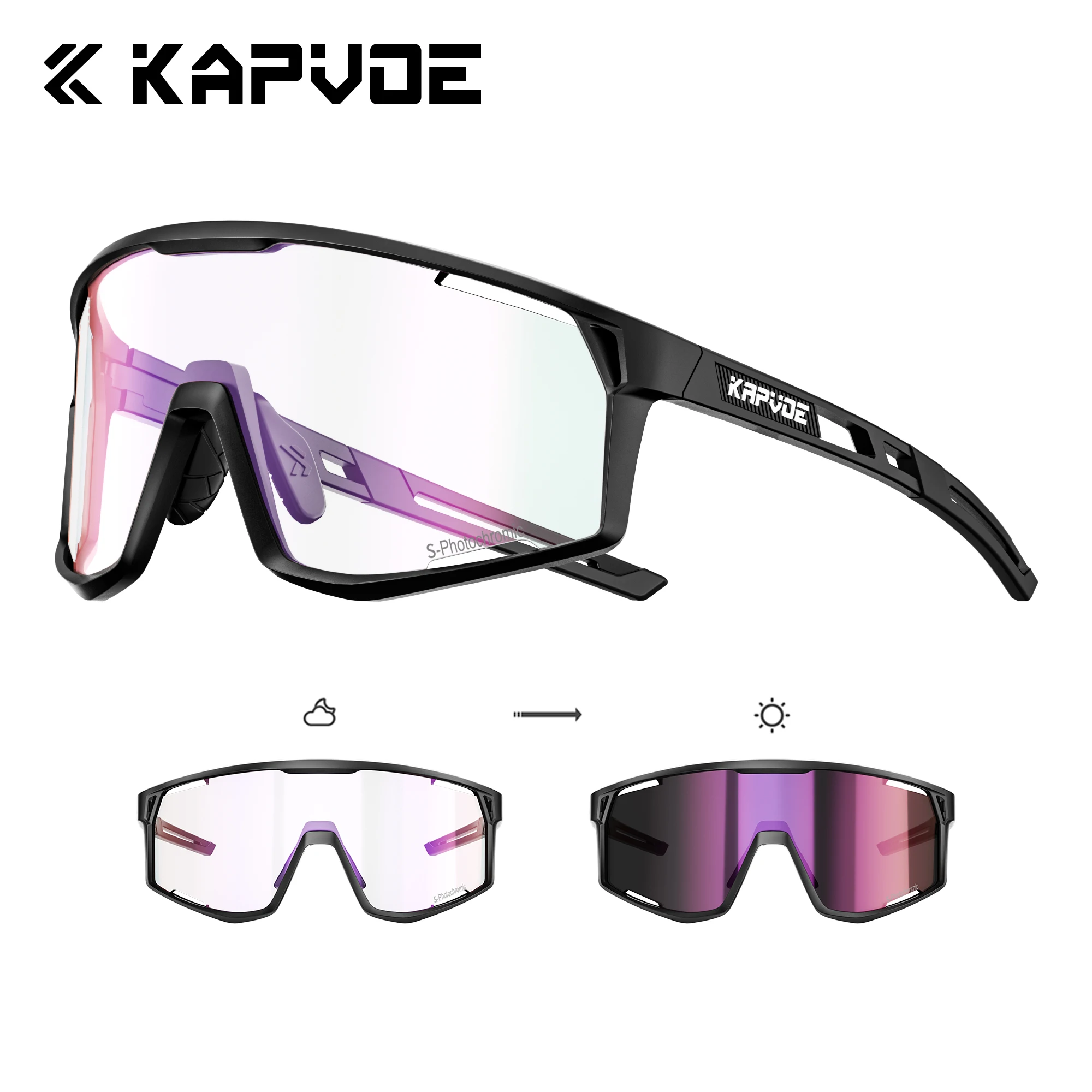 Kapvoe Nieuwe Outdoor Meekleurende Fietsen Zonnebril Mannen Vrouwen MTB Bril UV400 Fiets Brillen Sport Wandelen Racefiets Bril