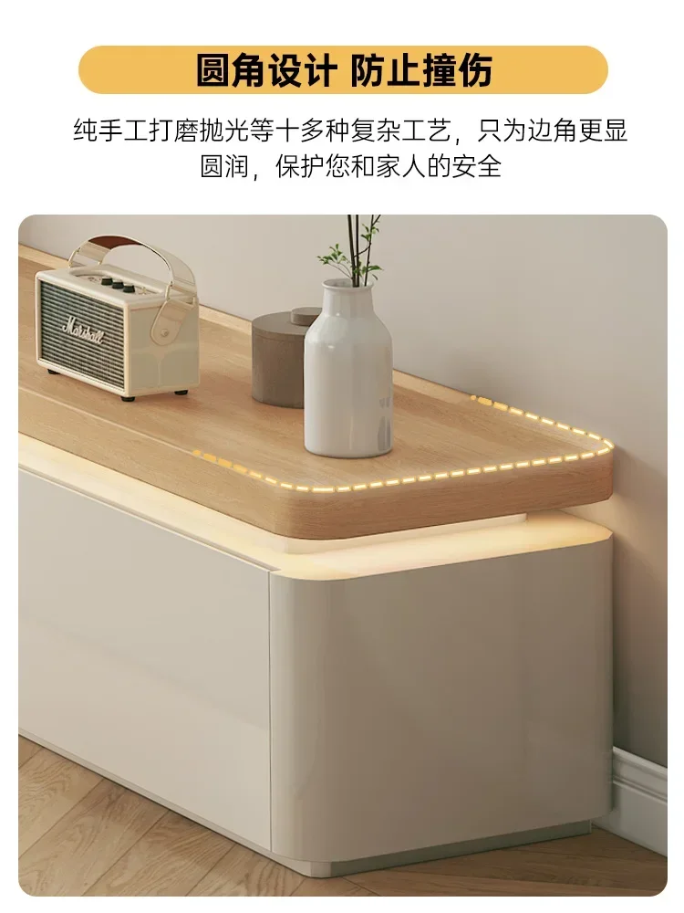 Cream wind floor TV cabinet coffee table combination