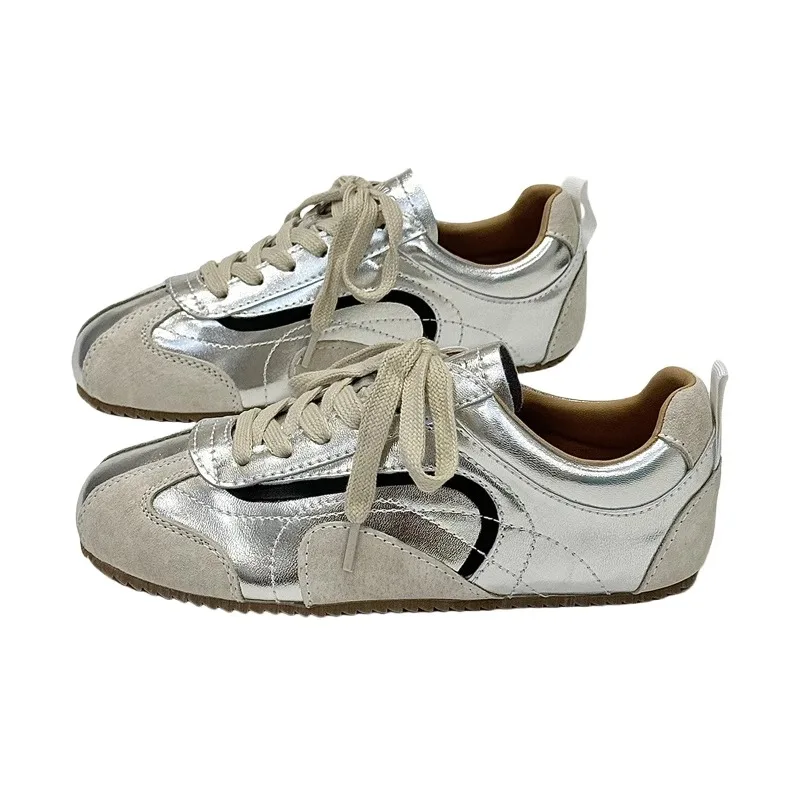 Весенние новые стильные женские кроссовки в стиле ретро с мягкой плоской подошвой, дышащие повседневные удобные женские туфли на шнуровке на подкладке