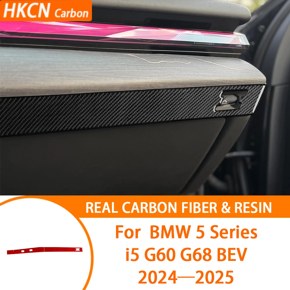 

Carbon Fiber Dashboard Bottom Strip Panel Trim Cover Car Accessories Decoration Sticker For BMW 5 Series i5 G60 G68 2024 2025