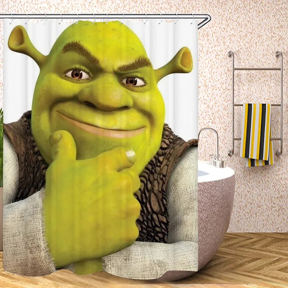 Shreks Shower Curtain for Bathroom Accessories Folding Partition Curtains Bath Bedrooms Houses Rooms Quarto Waterproof the Home