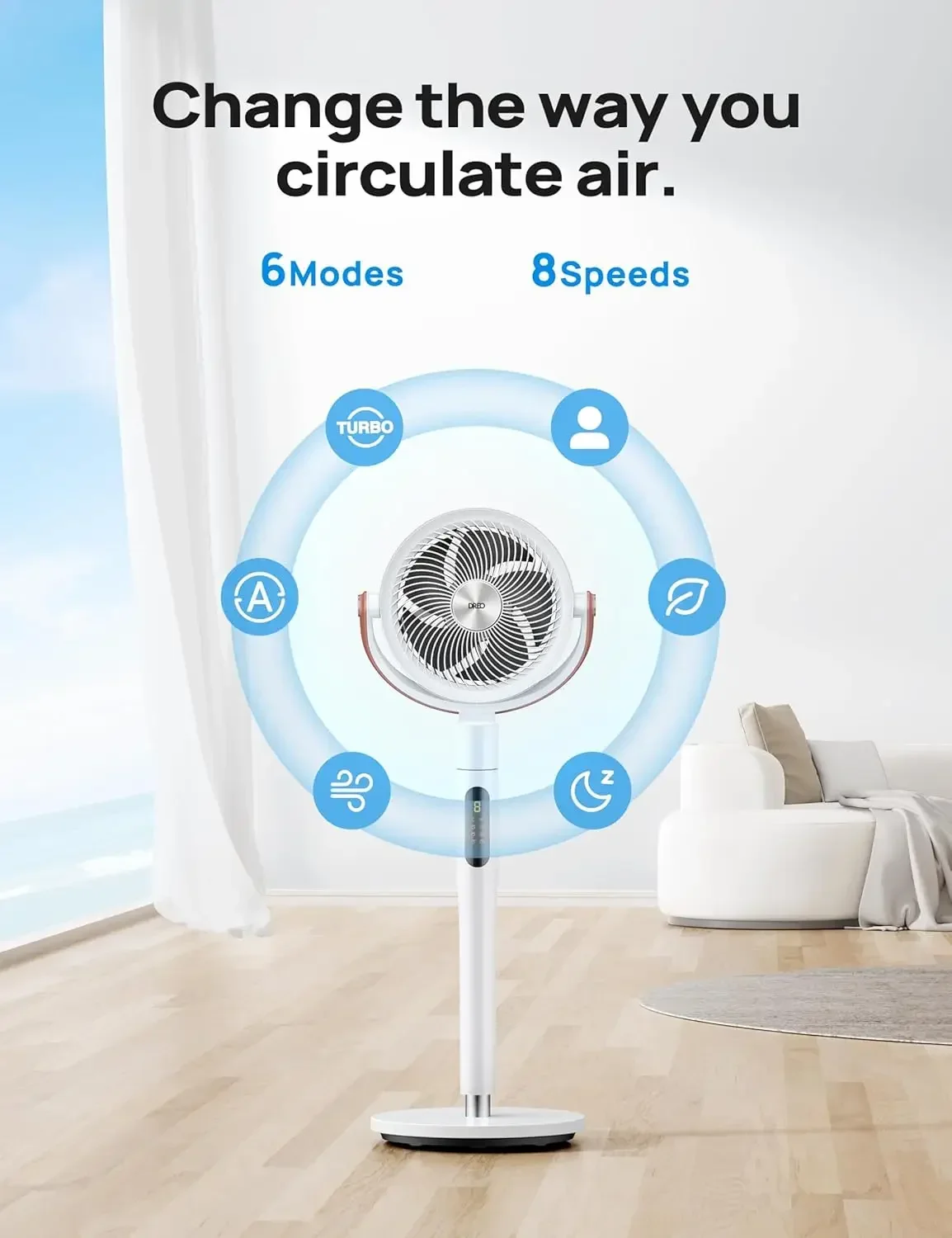 Ventilador de pedestal zz con control remoto, PolyFan 513S, ventilador de pie silencioso de 43 pulgadas para el dormitorio del hogar