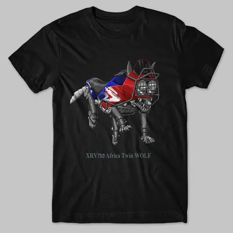 T-shirt à manches courtes et col rond pour homme, 100% coton, inspiré de la Transfig08/09/2018, XRV750 Africa Twin Wolf, moto classique, décontracté